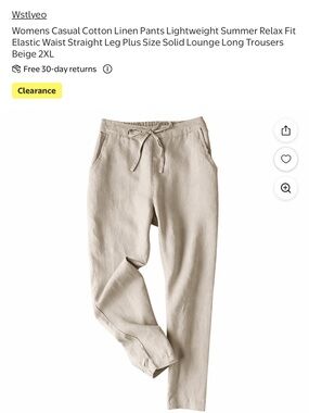 Women's Linen-Blend Drawstring Joggers in Beige